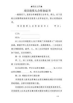 项目投资人合作协议书