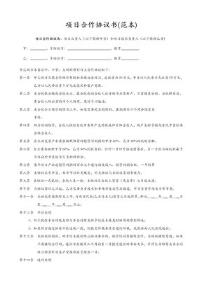 个人项目合作协议