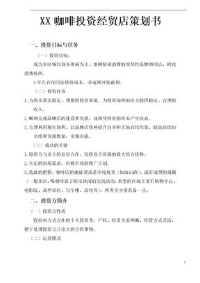 投资策划书