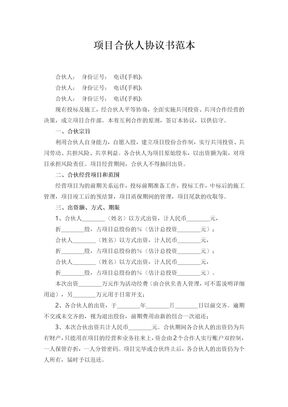 项目合伙人协议书范本