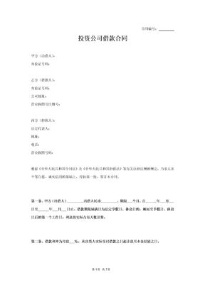 投资公司借款合同范本模板
